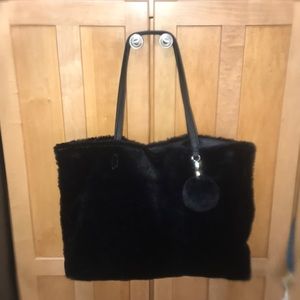 Black fuzzy shoulder bag